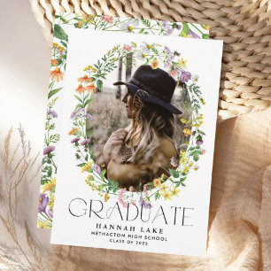 Wildflower Graduation Photo Party Invitation