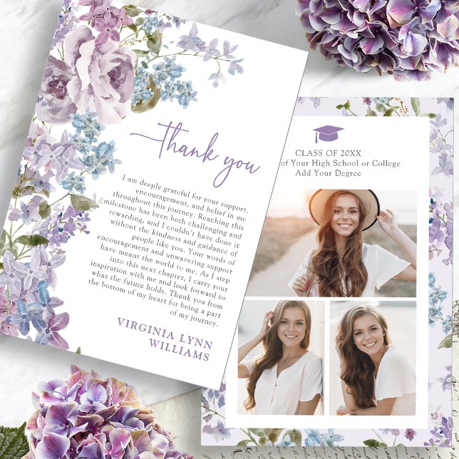 Wildflower Graduation Thank You Card (Wildflower Graduation Thank You Card Pictures on back by Painted Paperie
)