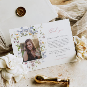 Wildflower Graduation Thank You Card 3 Photos Boho