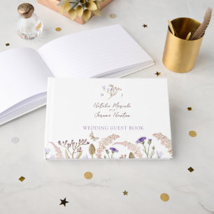 Wildflower grasses watercolor fall wedding  guest book