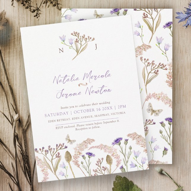Wildflower grasses watercolor fall wedding  invitation (Creator Uploaded)