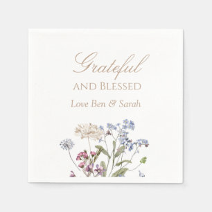 Wildflower Grateful and Blessed Fall Party Napkin
