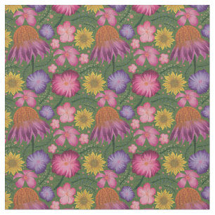 Wildflower Green Floral Pattern Fabric