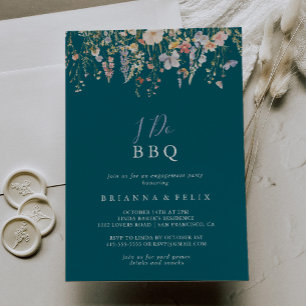 Wildflower Green I Do BBQ Engagement Party Invitation