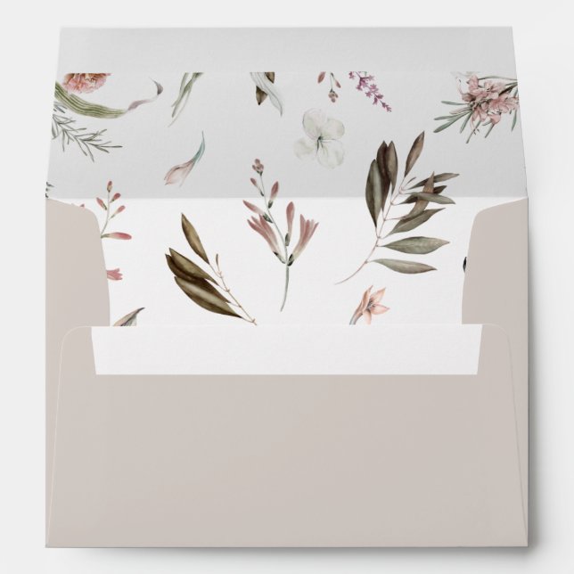 Wildflower Greenery Taupe Lined Envelope (Back (Bottom))