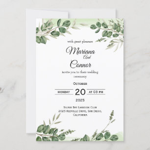 Wildflower Greenery Wedding Invitation