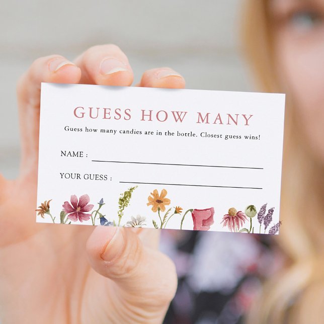 Wildflower Guess How Many Bridal Shower Game Enclosure Card (Creator Uploaded)