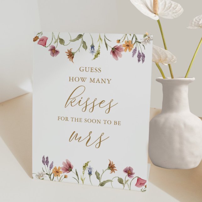 Wildflower Guess How Many Kisses Bridal Game Pedestal Sign (Creator Uploaded)