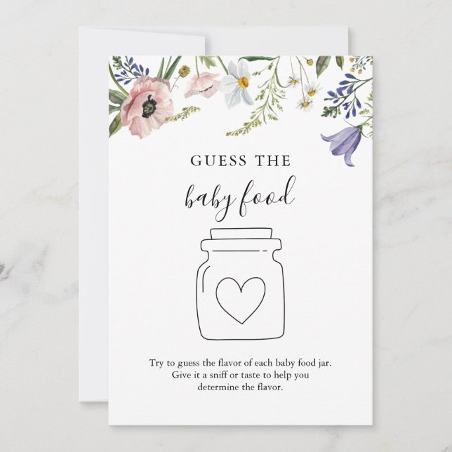 Wildflower Guess the Baby Food Game Card (Front)