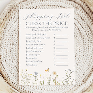Wildflower Guess the Price Baby Shower Game Advice Card