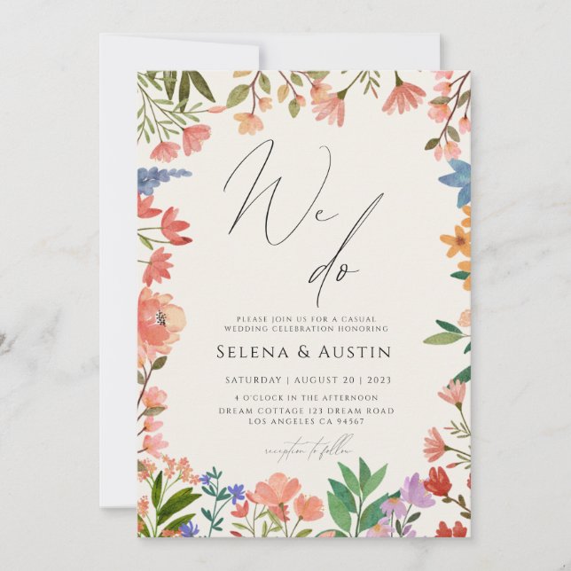 Wildflower Handscript we do wedding Invitation (Front)