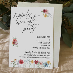 Wildflower Happily Ever After Party Reception Invitation