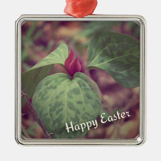 Wildflower Happy Easter Metal Tree Decoration (Front)