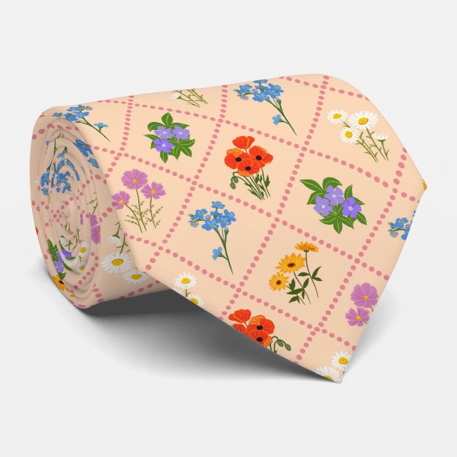 Wildflower Harlequin Garden Tie (Rolled)