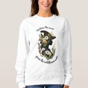Wildflower Healer Silhouette Black & White Nature Sweatshirt