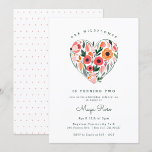 Wildflower Heart Birthday Invitation