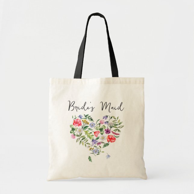Wildflower Heart Bride's Maid  Tote Bag (Front)