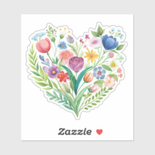 Wildflower Heart Custom-Cut Vinyl Sticker