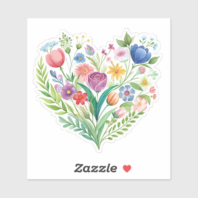 Wildflower Heart Custom-Cut Vinyl Sticker (Sheet)