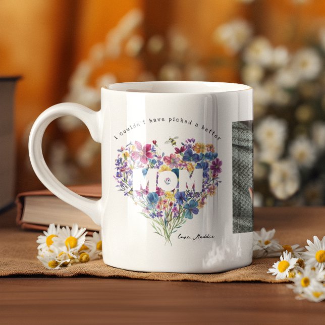 Wildflower Heart Mother's Day | 3 Photo Collage Coffee Mug (Creator Uploaded)