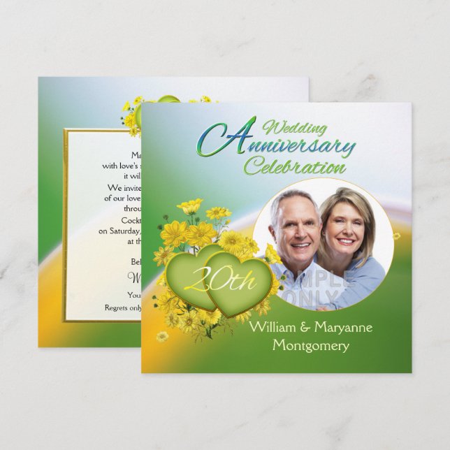 Wildflower Hearts 20th Anniversary Party Photo Invitation (Front/Back)