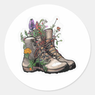 Wildflower Hiking Boot: Experience Unbridled Freed Classic Round Sticker