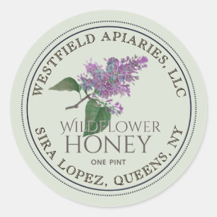 Wildflower Honey Jar Purple Lilac Flower Classic Round Sticker