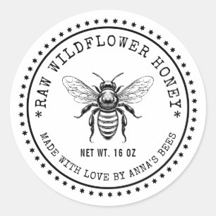 Wildflower honey label with custom colour bee