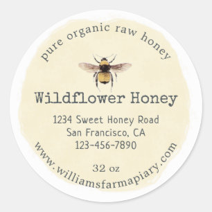 Wildflower Honeybee Rustic Farmhouse Style Classic Round Sticker