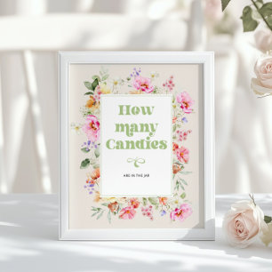 Wildflower How many candies Baby Shower game Poster