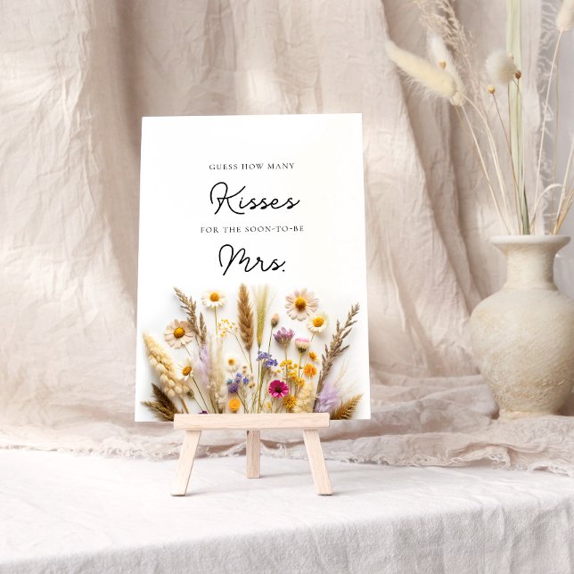 Wildflower How Many Kisses Bridal Shower Game Poster (Creator Uploaded)