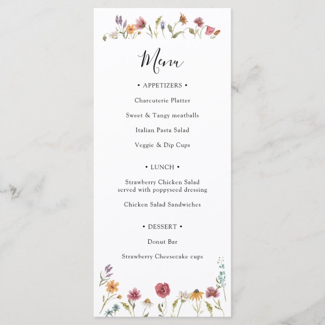 Wildflower in Bloom Menu (Front)