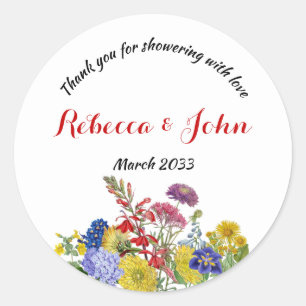 Wildflower in Bloom Watercolor Floral Baby Shower Classic Round Sticker