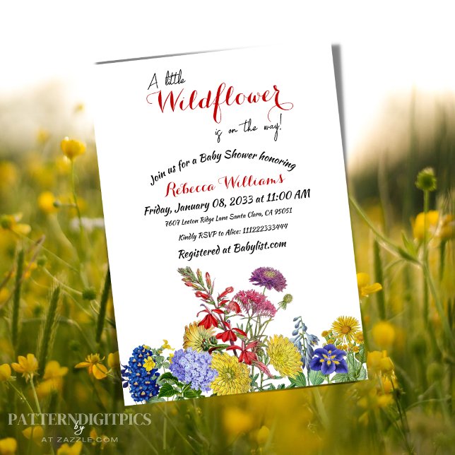 Wildflower in Bloom Watercolor Floral Baby Shower Invitation (Creator Uploaded)