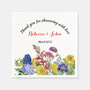 Wildflower in Bloom Watercolor Floral Baby Shower Napkin