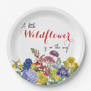 Wildflower in Bloom Whimsical Floral Baby Shower Paper Plate