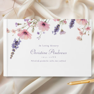 Wildflower "In Loving Memory" Funeral Guest Book