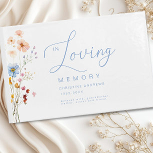 Wildflower "In Loving Memory" Funeral Guest Book