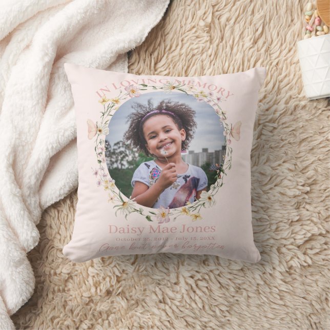 Wildflower In Loving Memory Memorial Funeral Photo Cushion (Blanket)