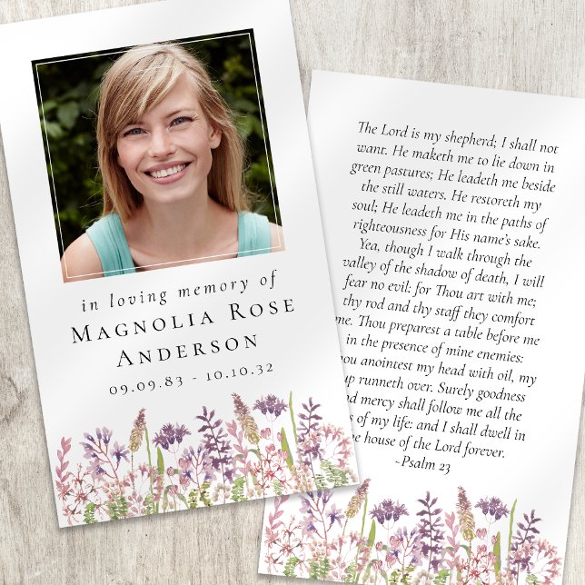 Wildflower In Loving Memory Memorial Prayer Card (Creator Uploaded)