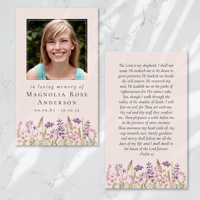 Wildflower In Loving Memory Memorial Prayer Card (Creator Uploaded)