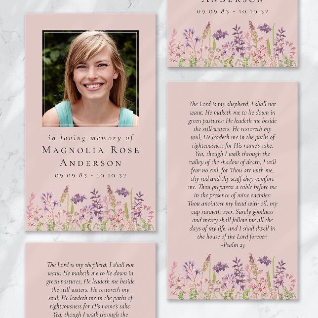 Wildflower In Loving Memory Memorial Prayer Card (Creator Uploaded)