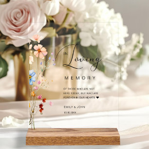 Wildflower "In Loving Memory" Wedding Acrylic Sign