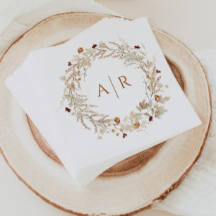 Wildflower Initials Monogram Wedding Napkin