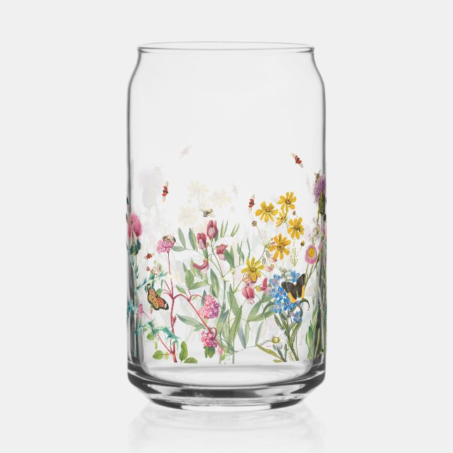 Wildflower Insects Floral Spring Garden Can Glass (Front)