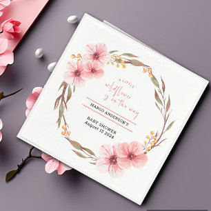 Wildflower Is On The Way Pink Baby Shower Napkin