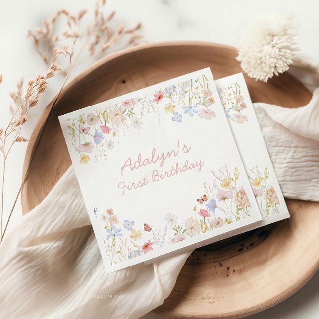 Wildflower Isn't She Onederful Birthday Napkin (Creator Uploaded)