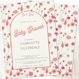 Wildflower It's a Girl Baby Shower Invitation