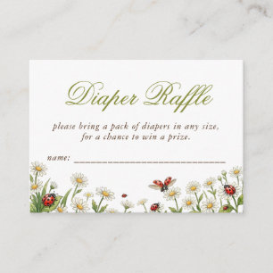 Wildflower Ladybug Girl Baby Shower Diaper Raffle Enclosure Card