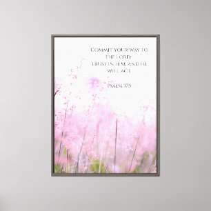 Wildflower Landscape Bible Verse Psalm 37 Canvas Print